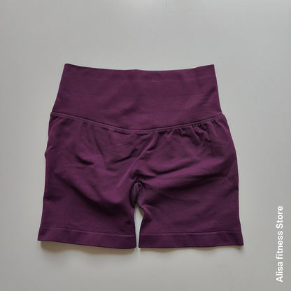 Summer High Waisted Yoga Shorts Tummy Control Seamless Fitness Shorts Sexy Running Fitness Short Pants Solid Color Yoga Leggings