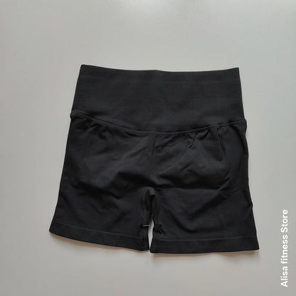 Summer High Waisted Yoga Shorts Tummy Control Seamless Fitness Shorts Sexy Running Fitness Short Pants Solid Color Yoga Leggings