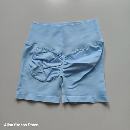 Summer High Waisted Yoga Shorts Tummy Control Seamless Fitness Shorts Sexy Running Fitness Short Pants Solid Color Yoga Leggings