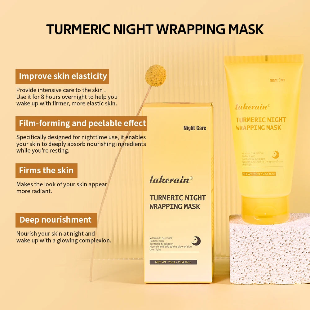 Overnight Wrapping Peel off Mask Kojic Acid Turmeric Nourishes Hydrolyzed Collagen Glowing Skin Skin Firmnes Korean Skincare