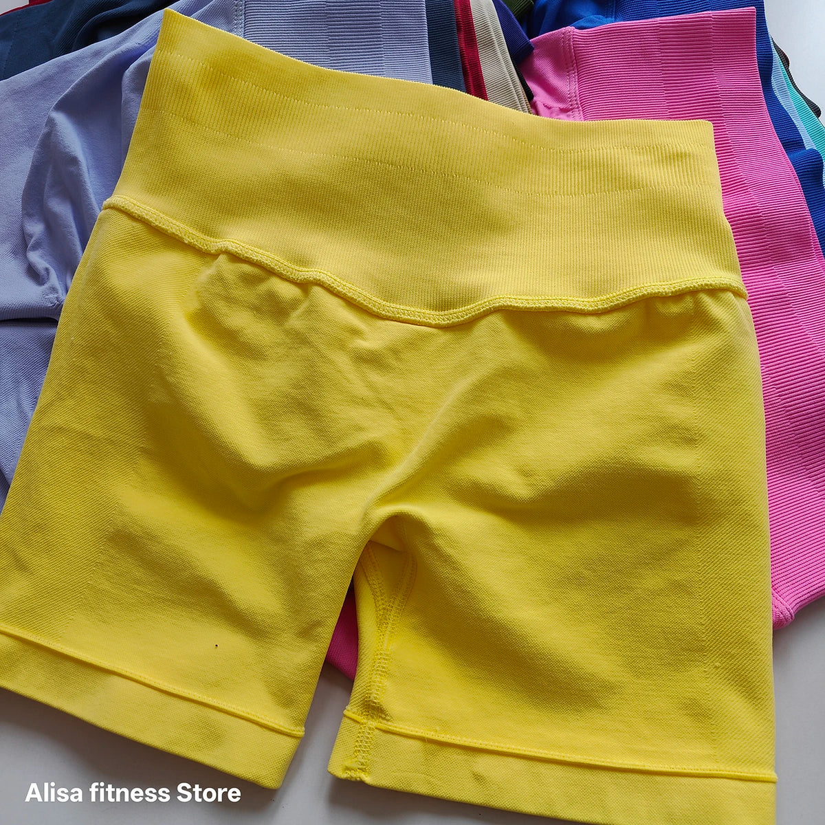 Summer High Waisted Yoga Shorts Tummy Control Seamless Fitness Shorts Sexy Running Fitness Short Pants Solid Color Yoga Leggings