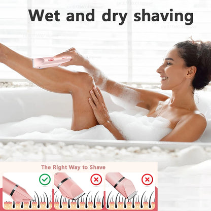 Electric Shaver for Women Electric Razor for Womens Bikini Legs Underarm Public Hairs Rechargeable Trimmer with Detachable Head