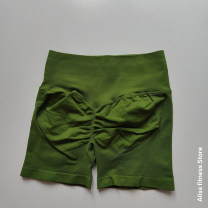 Summer High Waisted Yoga Shorts Tummy Control Seamless Fitness Shorts Sexy Running Fitness Short Pants Solid Color Yoga Leggings