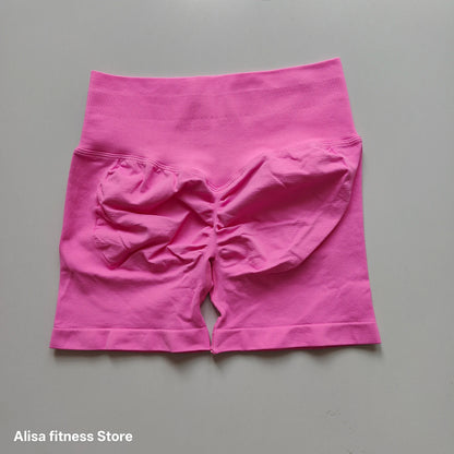 Summer High Waisted Yoga Shorts Tummy Control Seamless Fitness Shorts Sexy Running Fitness Short Pants Solid Color Yoga Leggings