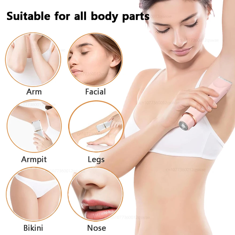 Electric Shaver for Women Electric Razor for Womens Bikini Legs Underarm Public Hairs Rechargeable Trimmer with Detachable Head
