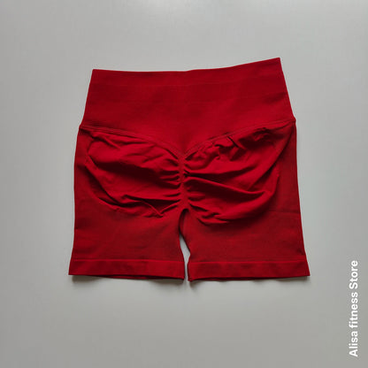 Summer High Waisted Yoga Shorts Tummy Control Seamless Fitness Shorts Sexy Running Fitness Short Pants Solid Color Yoga Leggings