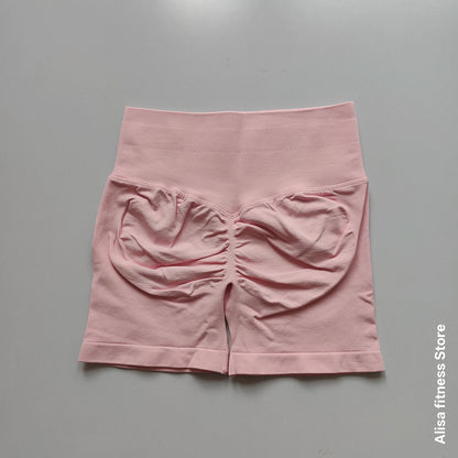 Summer High Waisted Yoga Shorts Tummy Control Seamless Fitness Shorts Sexy Running Fitness Short Pants Solid Color Yoga Leggings