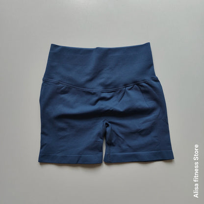Summer High Waisted Yoga Shorts Tummy Control Seamless Fitness Shorts Sexy Running Fitness Short Pants Solid Color Yoga Leggings