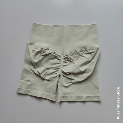 Summer High Waisted Yoga Shorts Tummy Control Seamless Fitness Shorts Sexy Running Fitness Short Pants Solid Color Yoga Leggings