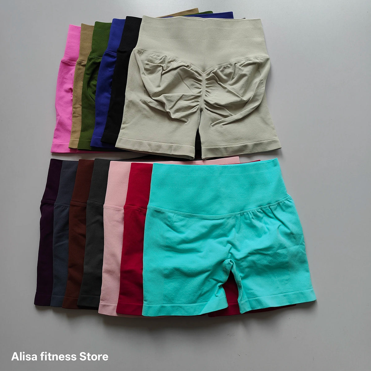 Summer High Waisted Yoga Shorts Tummy Control Seamless Fitness Shorts Sexy Running Fitness Short Pants Solid Color Yoga Leggings